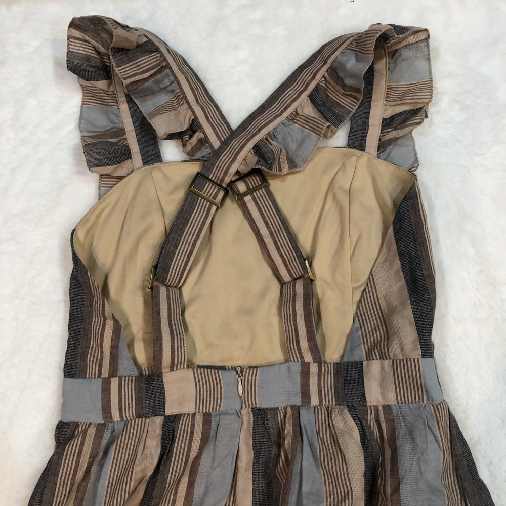 Pologram Striped Pinafore Overall Midi Dress - Picture 3 of 5